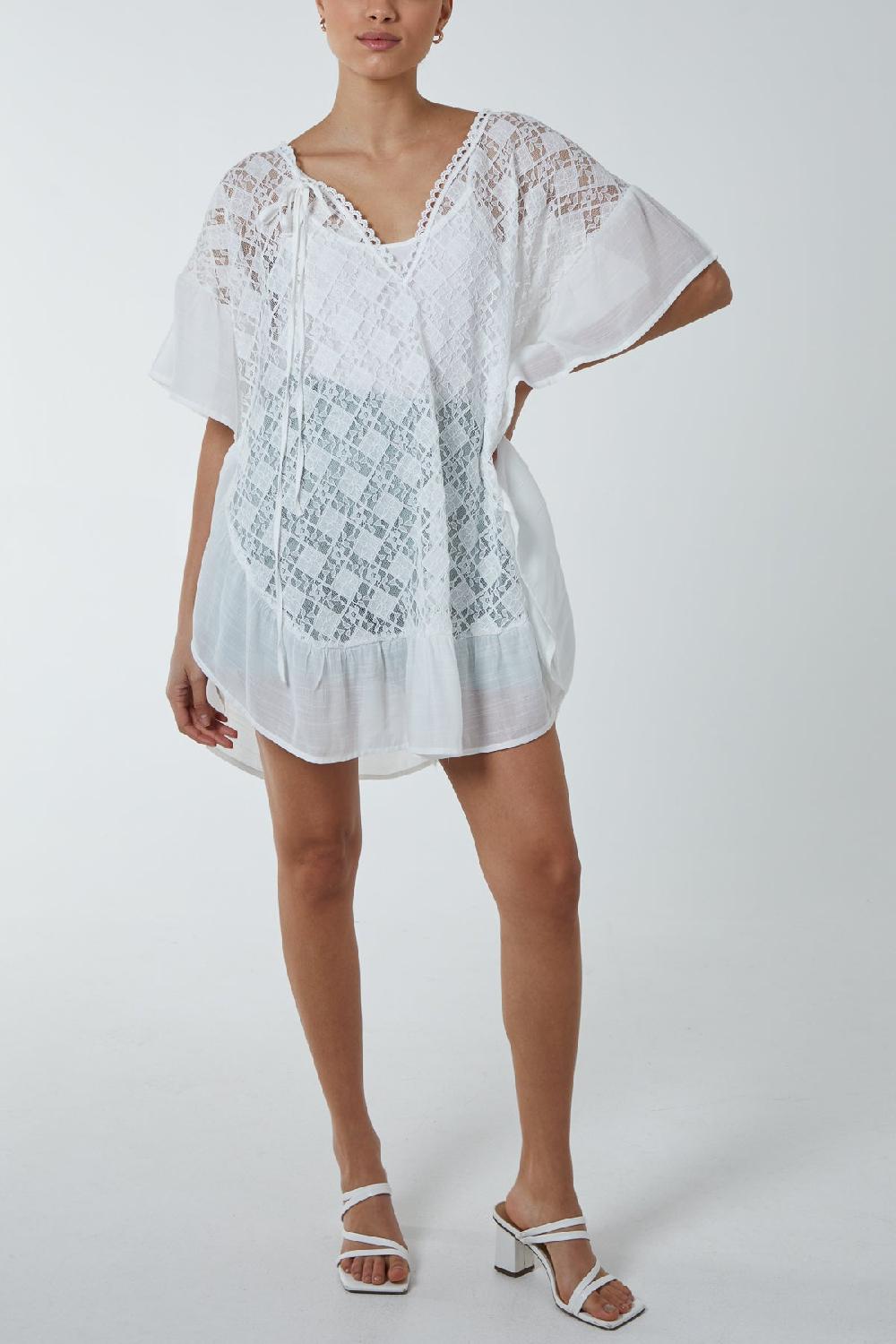 Qed London Broderie Frill Detail Kimono