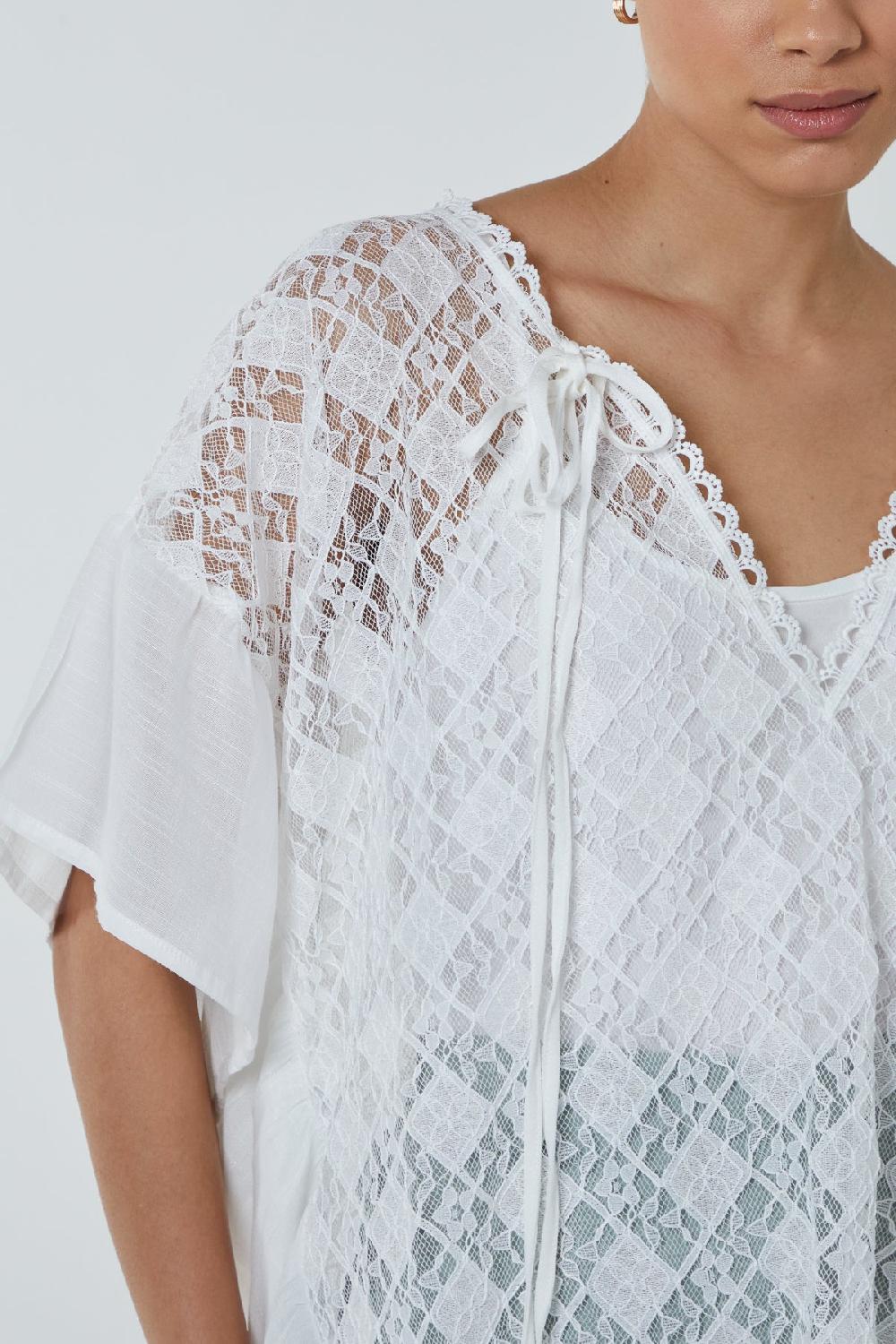 Qed London Broderie Frill Detail Kimono