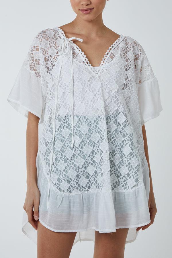 qed london Broderie Frill Detail Kimono