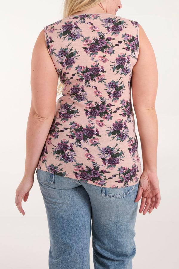 Qed London Brushed Floral Frill Neck Tank