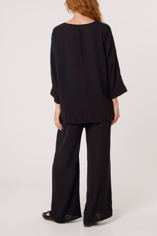 Qed London Buckle Detail Top & Trousers Set