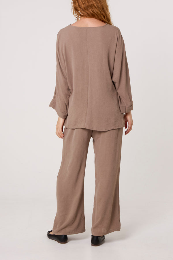 Qed London Buckle Detail Top & Trousers Set