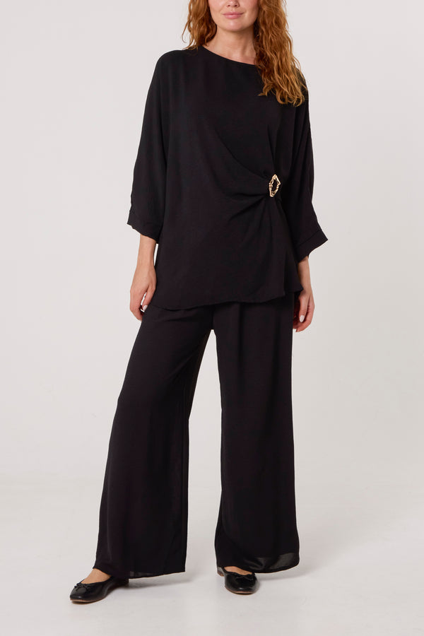 qed london Buckle Detail Top & Trousers Set