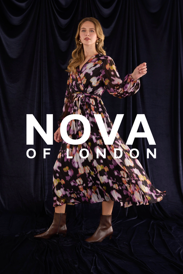 Qed London Burnt Print Sparkle Chiffon Wrap Dress