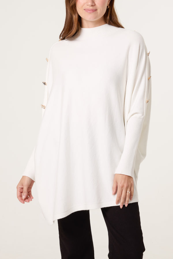 qed london Butterfly Sleeve Ribbed Batwing Jumper