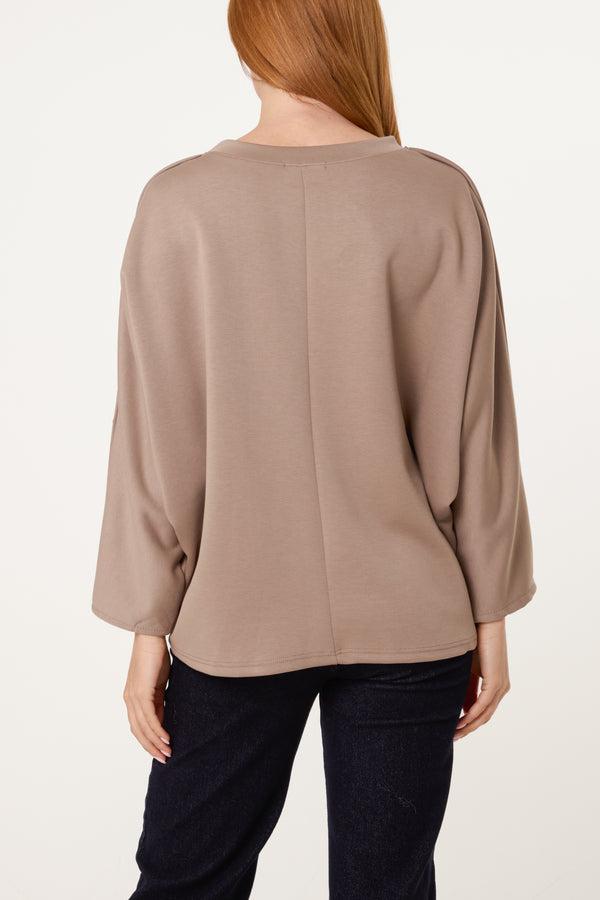 Qed London Button Detail Batwing Sweatshirt