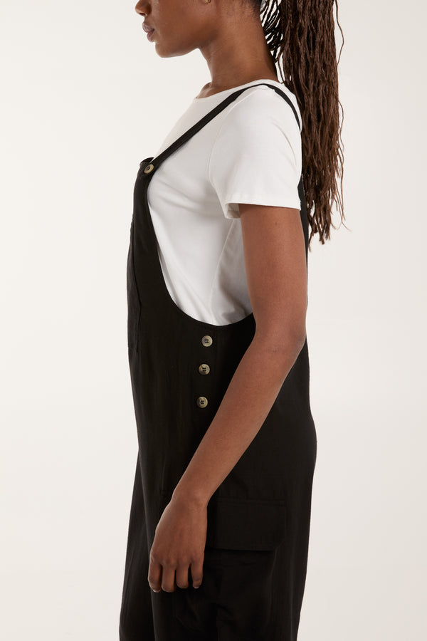 Qed London Button Detail Wide Leg Dungarees