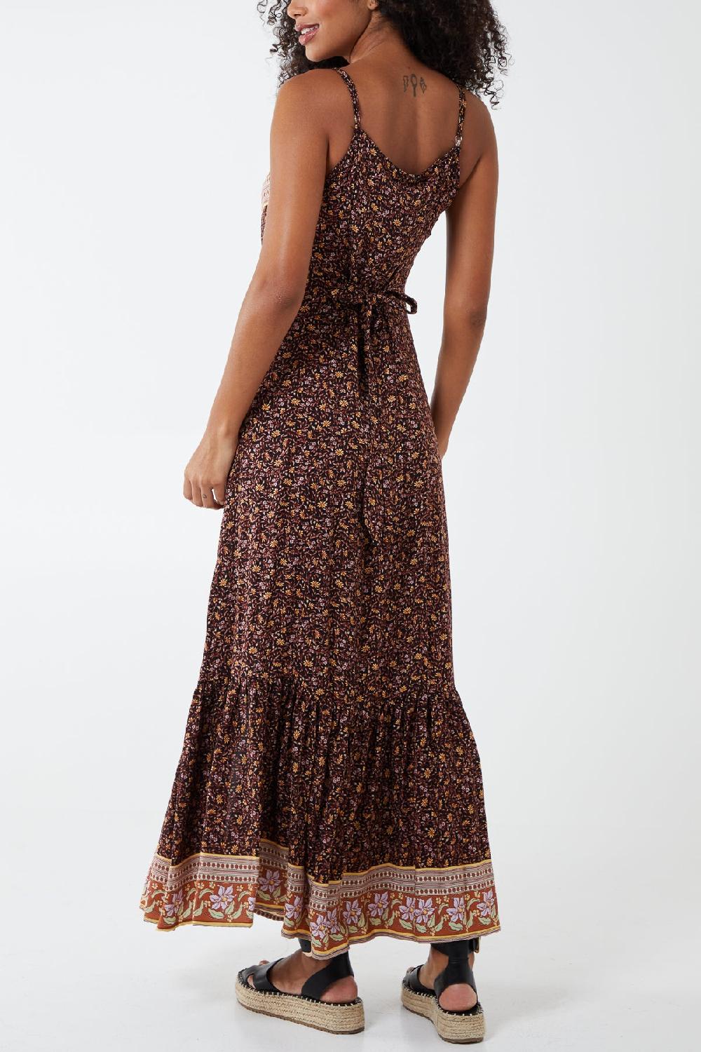 Qed London Button Front Floral Cami Maxi Dress