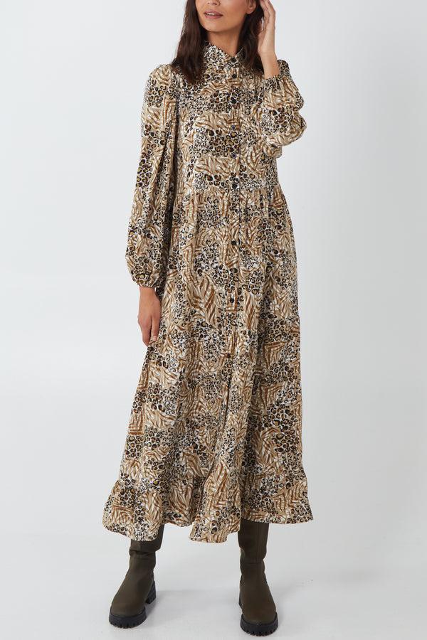 Qed London Button Front Midi Dress