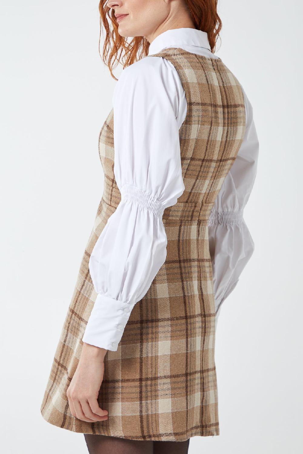 Qed London Button Front Pinafore Dress