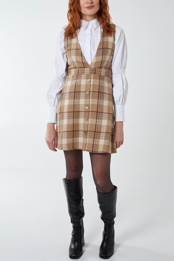qed london Button Front Pinafore Dress
