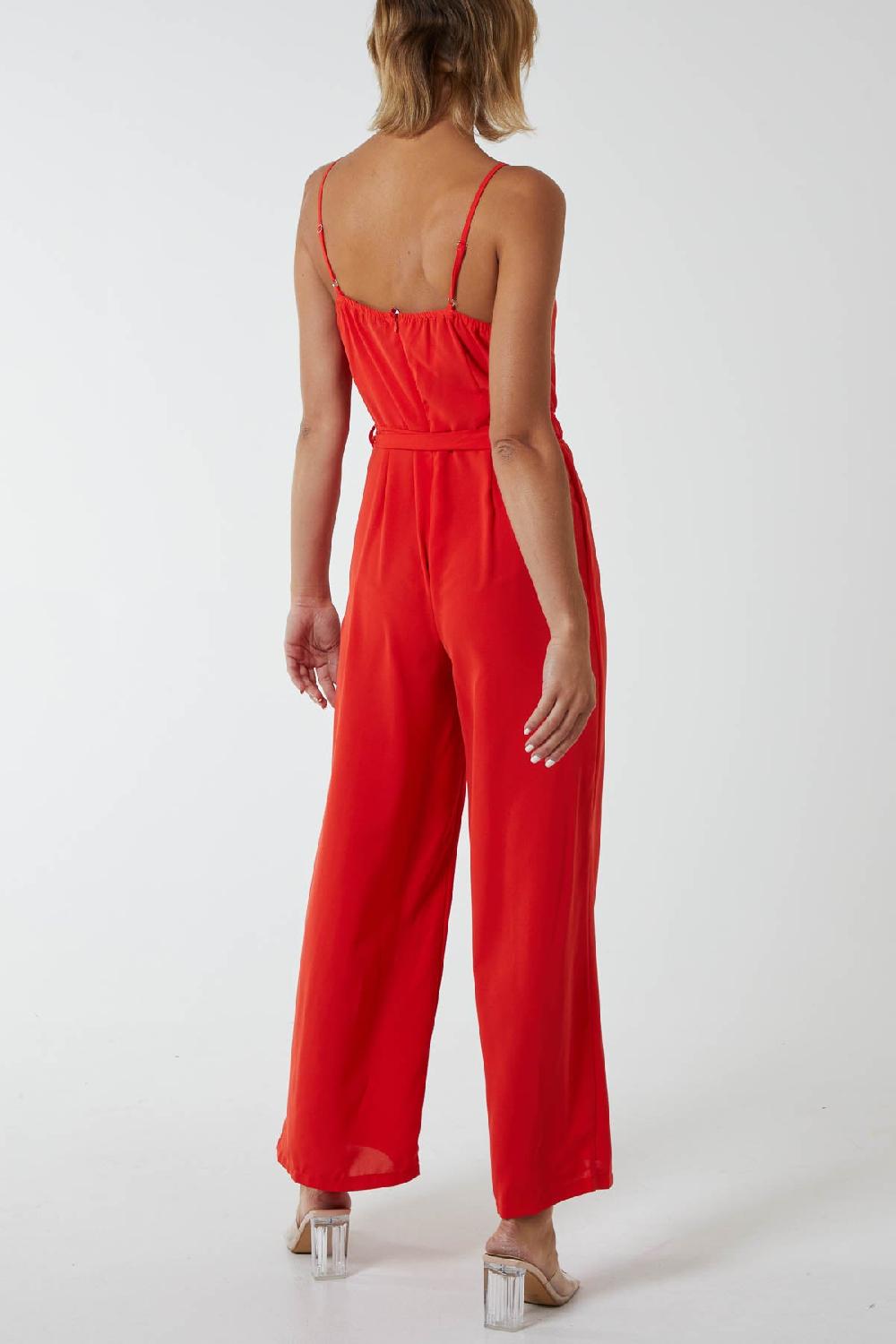 Qed London Button Front Strappy Jumpsuit