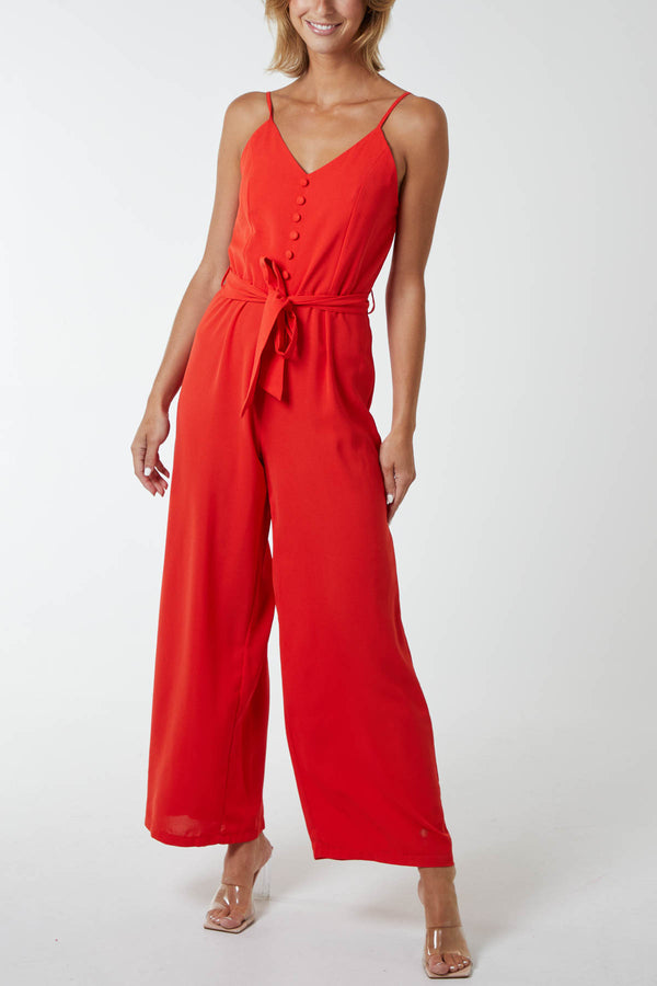 qed london Button Front Strappy Jumpsuit