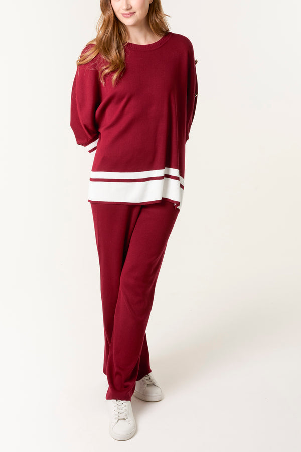 Qed London Button Sleeve Border Edge Co-Ord Set