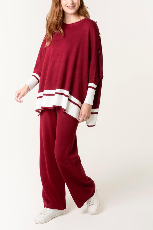 qed london Button Sleeve Border Edge Co-Ord Set
