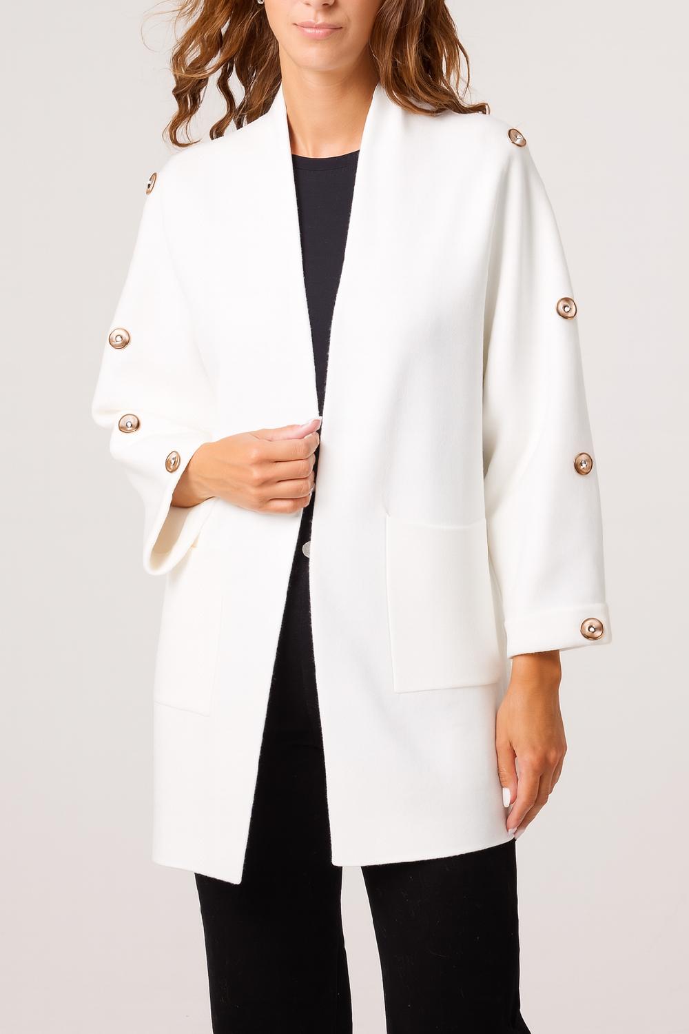 Qed London Button Sleeve Open Front Cardigan