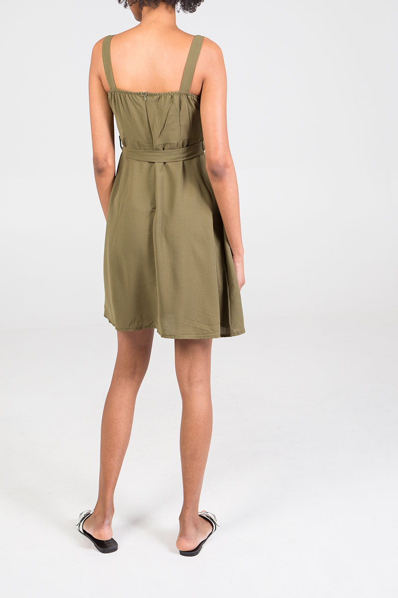 Qed London Button Through Belted Mini Dress