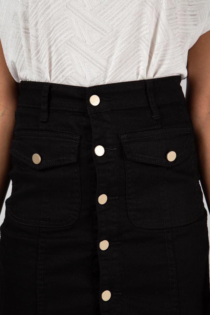 Qed London Button Through Double Pocket Mini Skirt