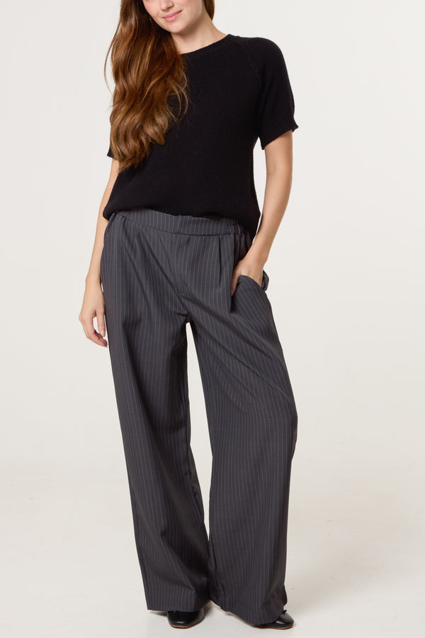 Qed London Button Waist Pinstripe Trouser