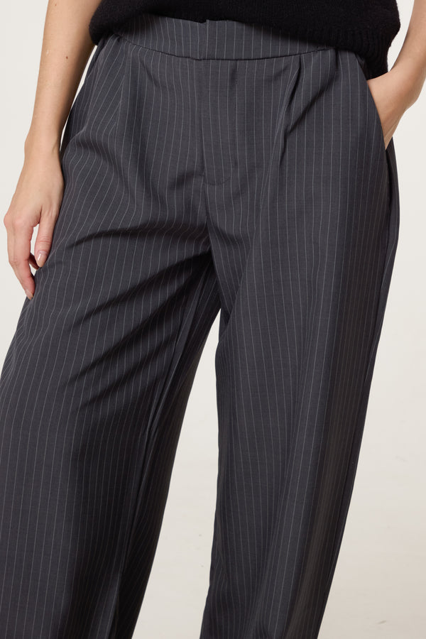 Qed London Button Waist Pinstripe Trouser
