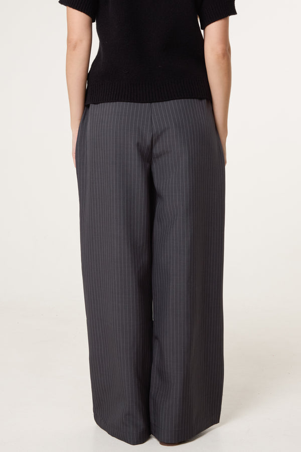 Qed London Button Waist Pinstripe Trouser