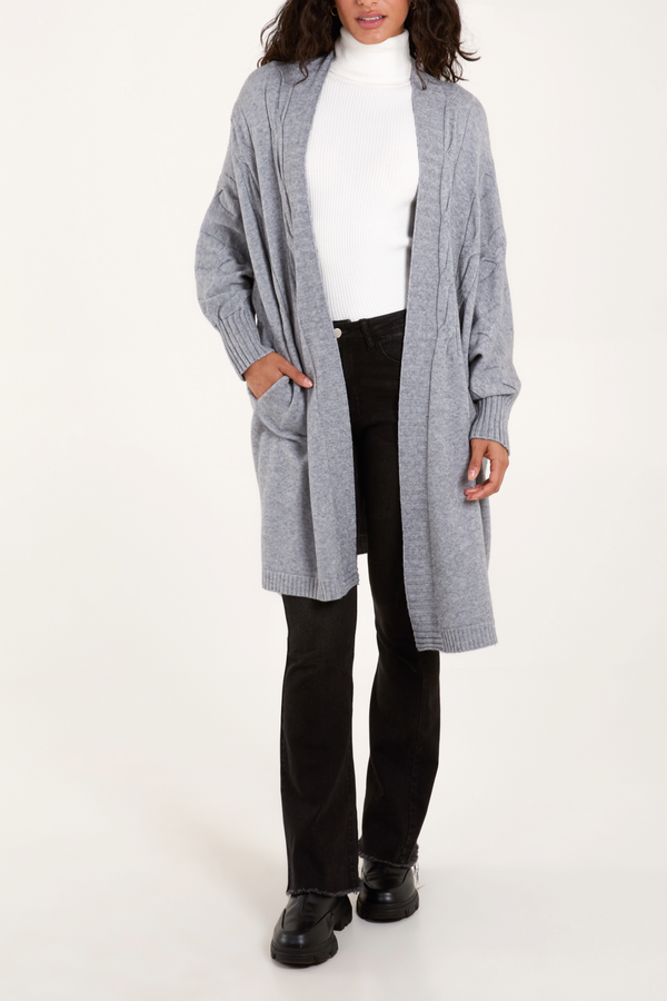 Qed London Cable Knit Pocket Cardigan