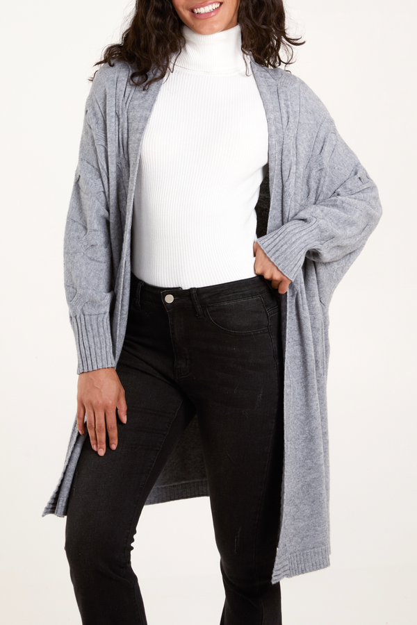 qed london Cable Knit Pocket Cardigan