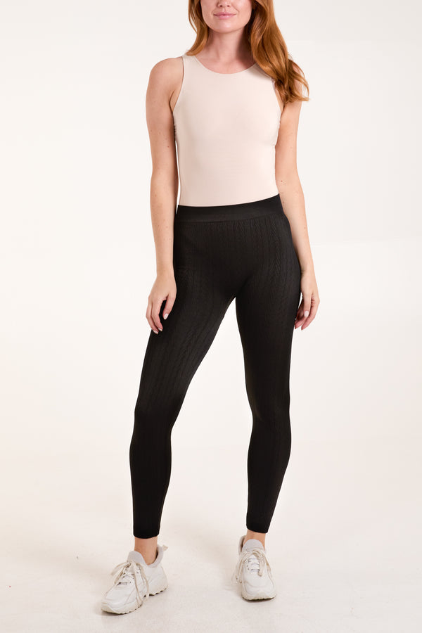 Qed London Cable Pattern Leggings