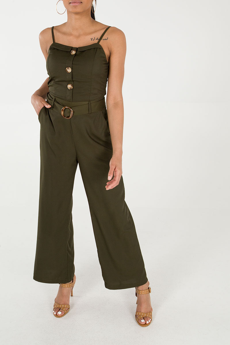 qed london Cami Belted Button Jumpsuit