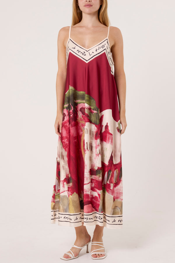 Qed London Cami Border Print Swing Dress