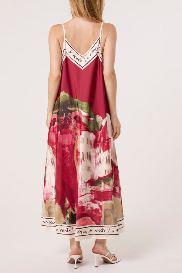 Qed London Cami Border Print Swing Dress