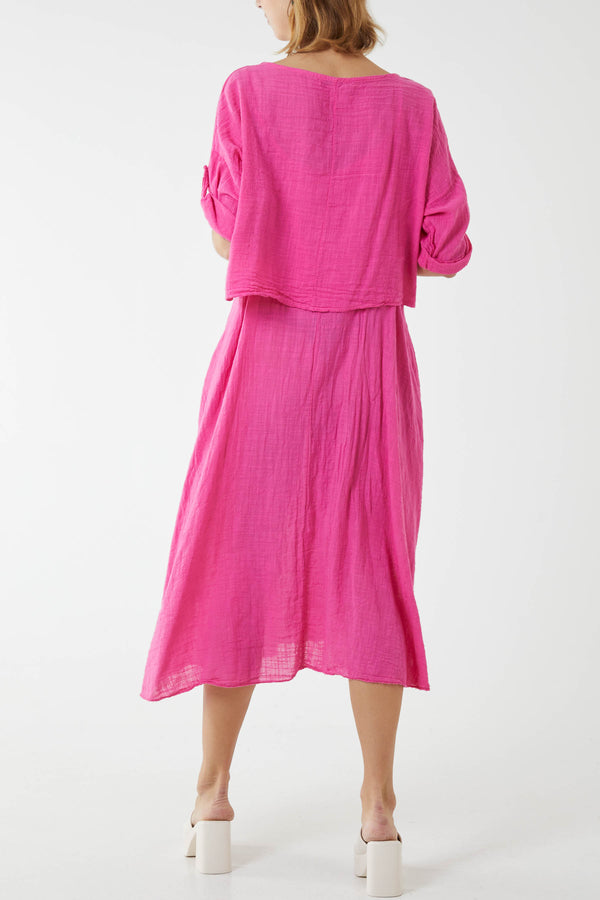 Qed London Cami Dress With Crop T Shirt Overlay