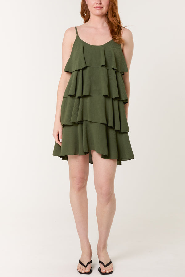 Qed London Cami Strap Layered Mini Dress