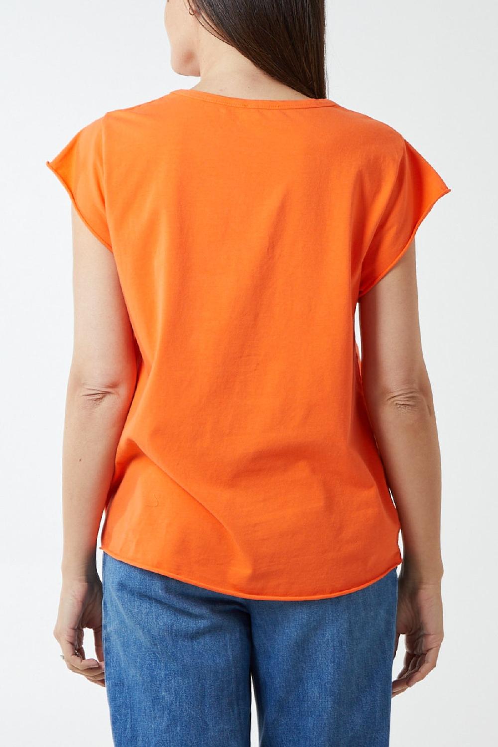 Qed London Cap Sleeve High Low Rolled Edge Top