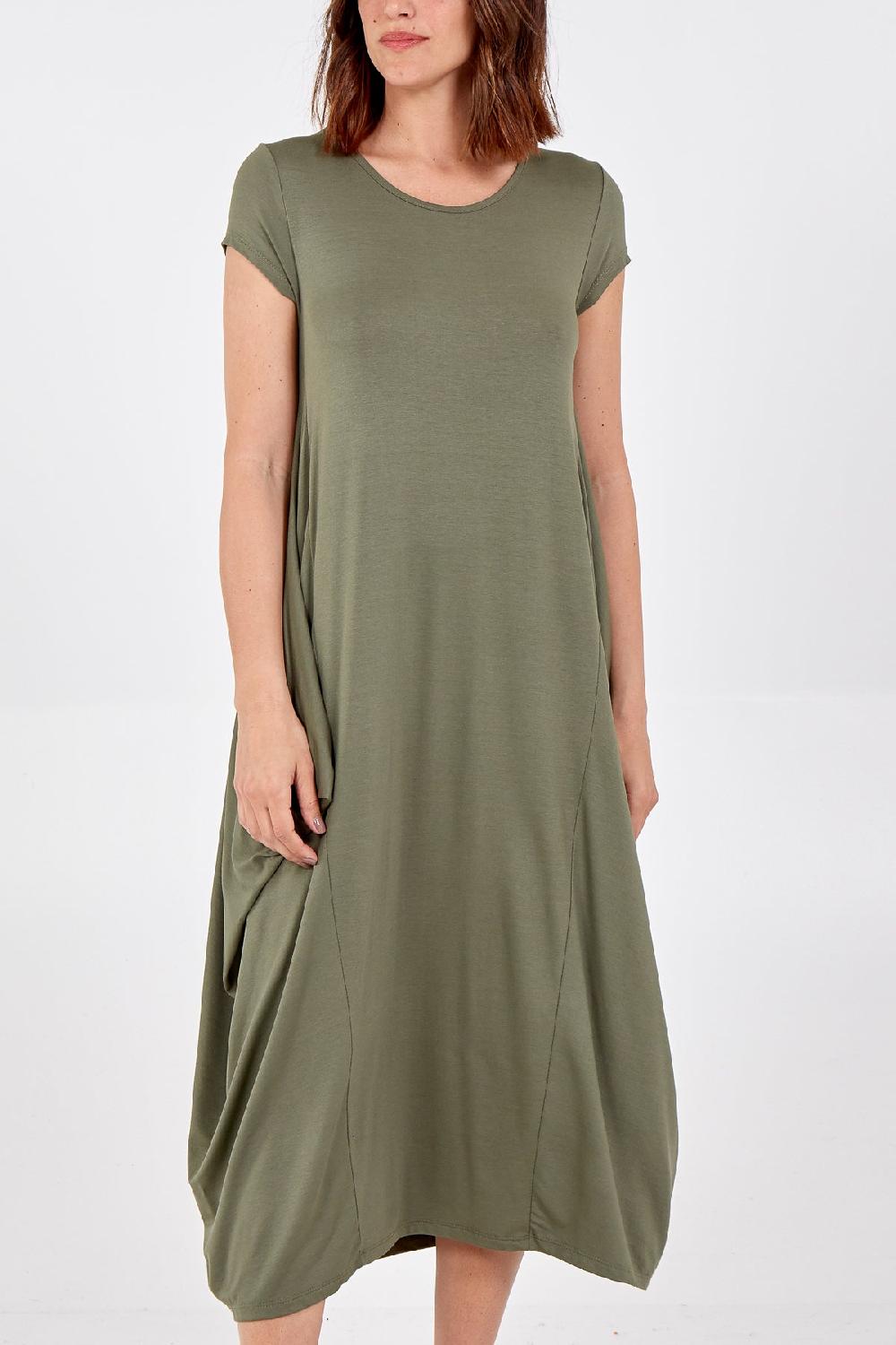 Qed London Cap Sleeve Plain Parachute Dress