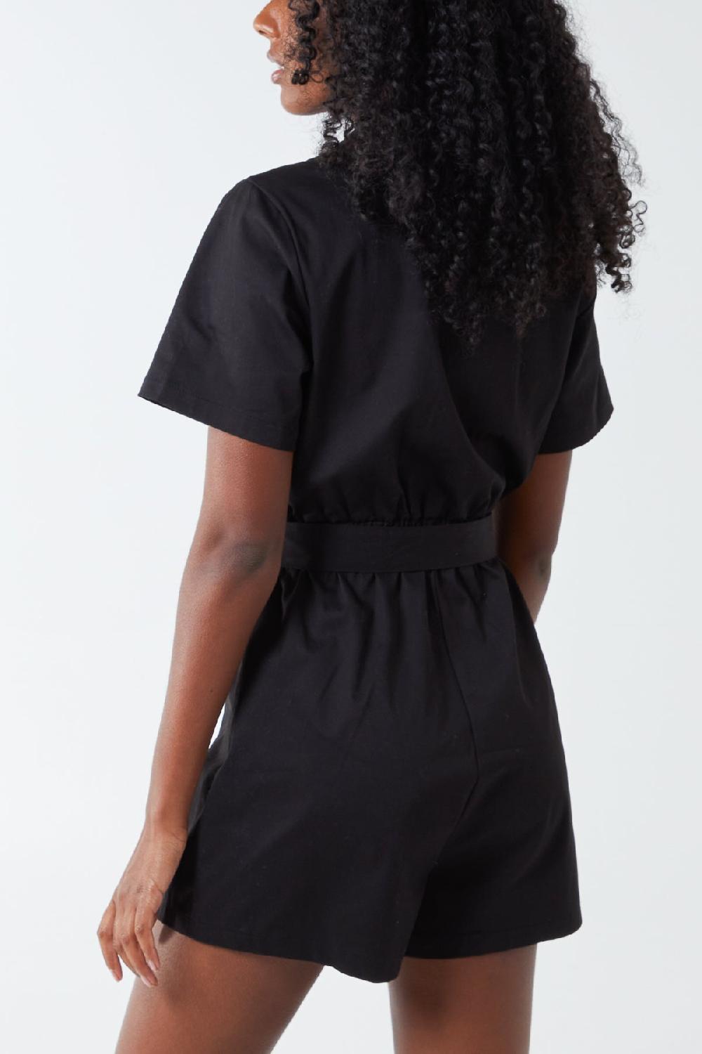 Qed London Cargo Pocket Belted Playsuit