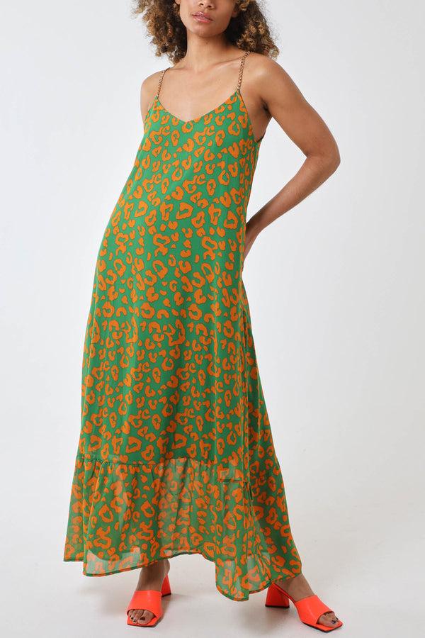 qed london Chain Strap Leopard Dress