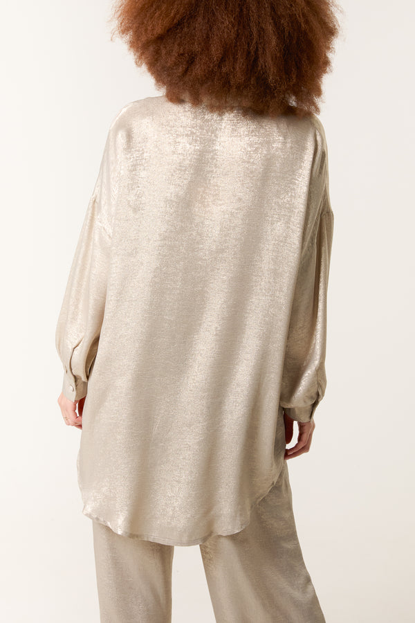Qed London Champagne Shimmer Relaxed Shirt
