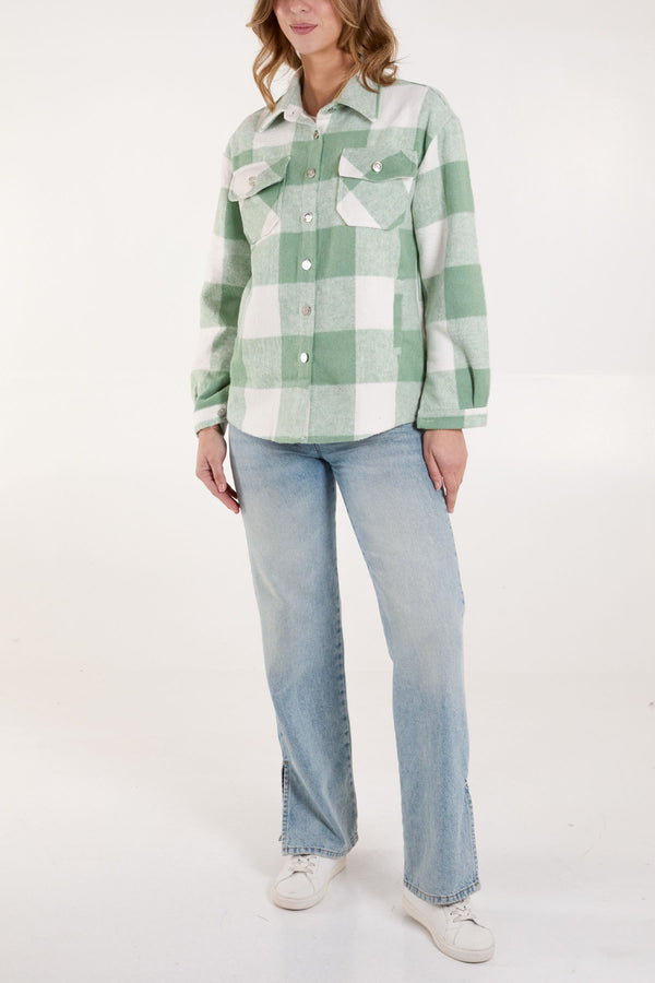 Qed London Check Button Pocket Shacket