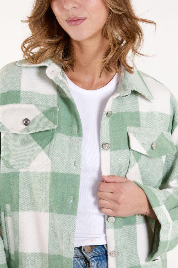 Qed London Check Button Pocket Shacket