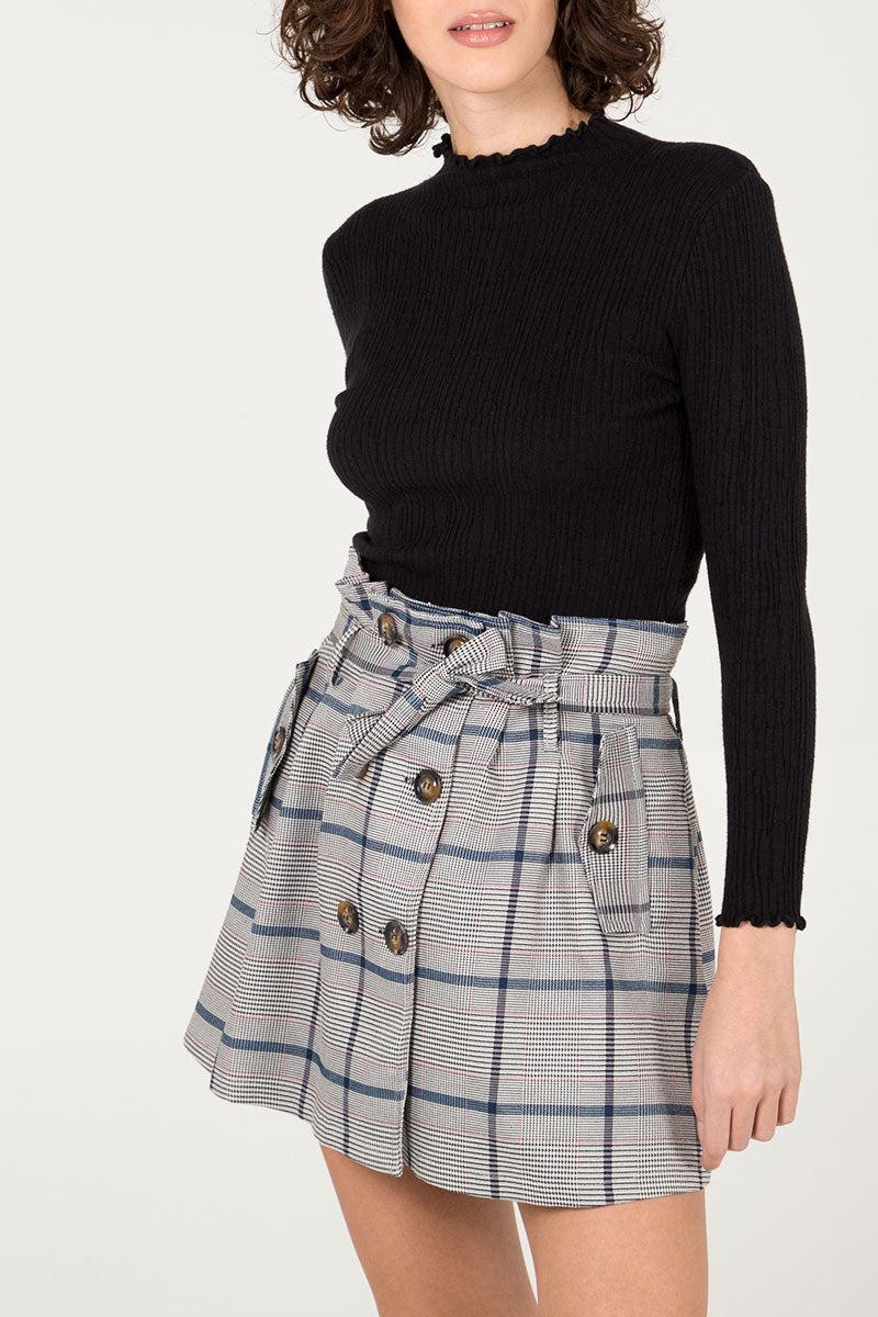 qed london Check Paperbag Mini Skirt