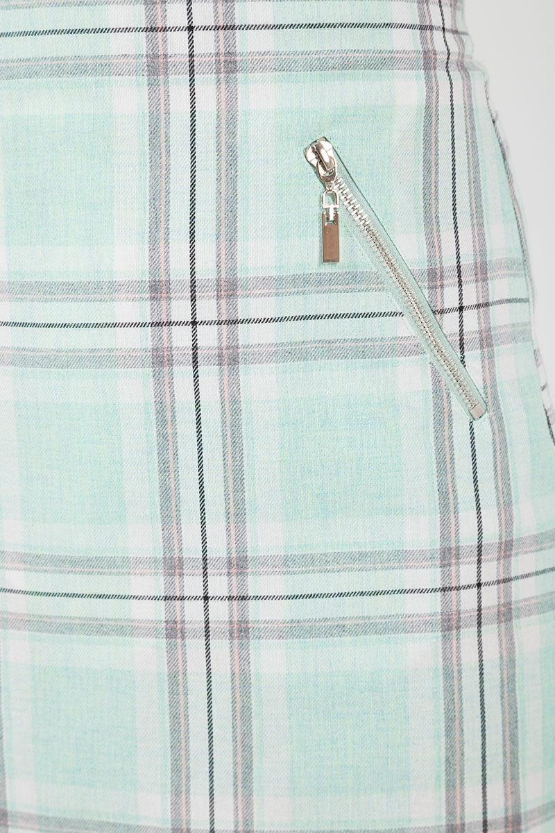 Qed London Check Side Zip Mini Skirt