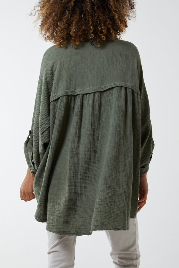 Qed London Cheese Cloth Button Down Shirt