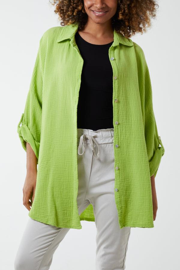 Qed London Cheese Cloth Button Down Shirt