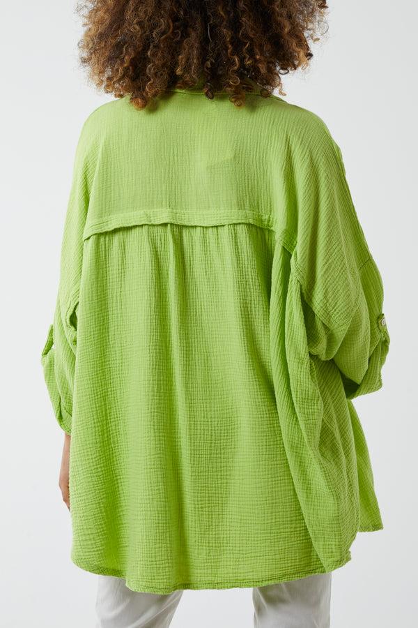 Qed London Cheese Cloth Button Down Shirt