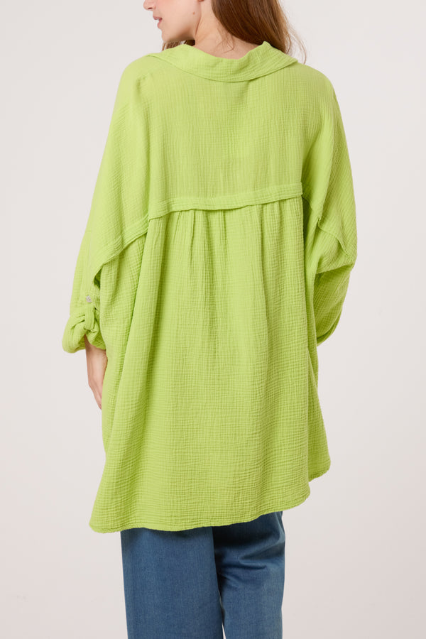 Qed London Cheesecloth Batwing Shirt