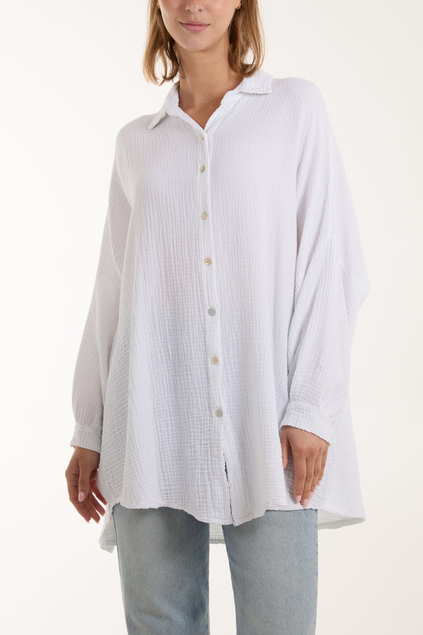 Qed London Cheesecloth Batwing Shirt