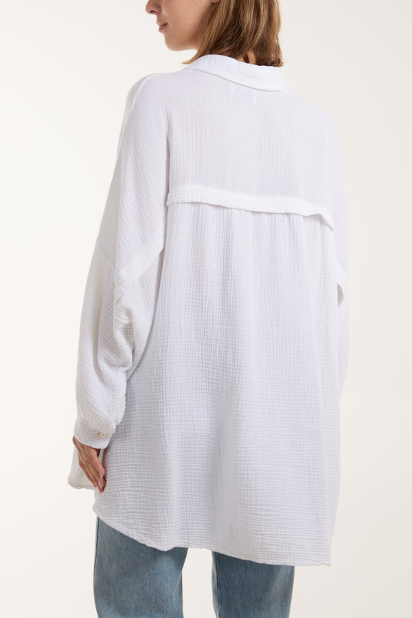 Qed London Cheesecloth Batwing Shirt