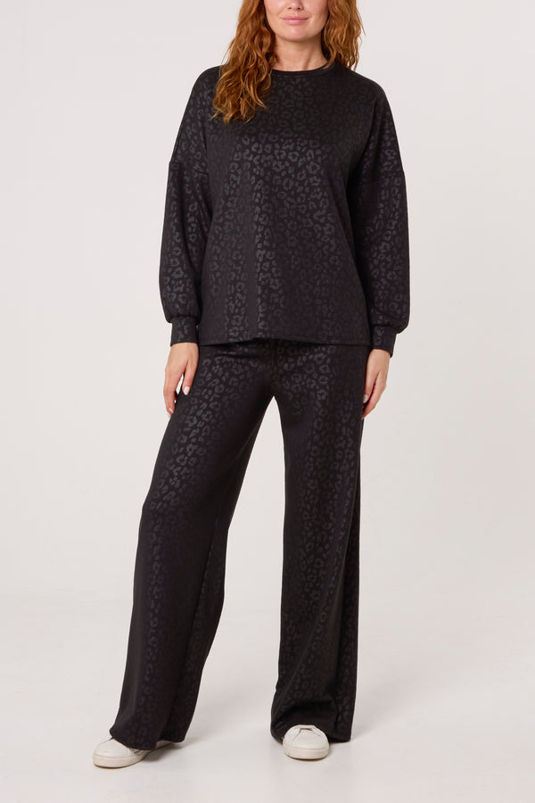 Qed London Cheetah Pattern Sweatshirt & Trousers
