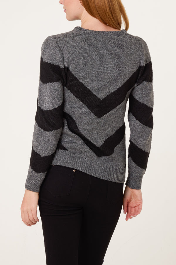 Qed London Chevron Stripe Jumper